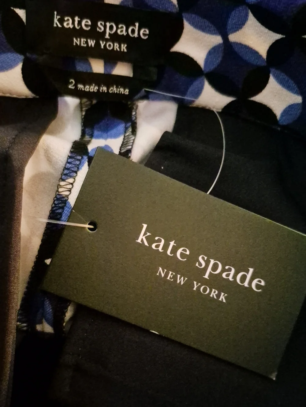 Kate Spade NWT Patio Tile Doris Cropped Tailored Blazer Blue/ Cream Pant  Size 2